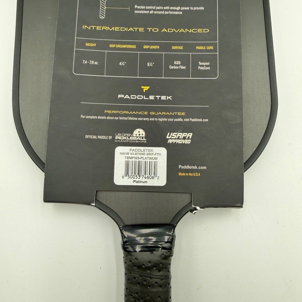 Paddletek Tempest Wave V3 Premium Carbon Fiber Pickleball Paddle Platinum NEW - Picture 6 of 7